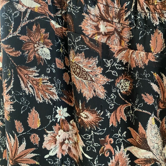 Madewell maxi skirt. Floral pattern with side slit & lined,Metallic threads Sz-S - Picture 6 of 7